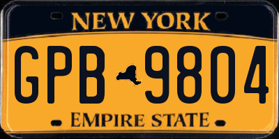 NY license plate GPB9804