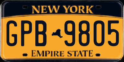 NY license plate GPB9805