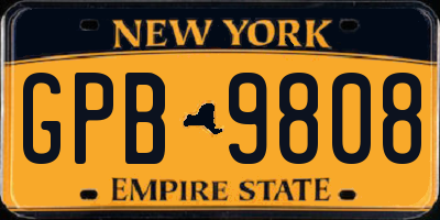 NY license plate GPB9808