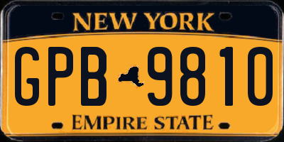 NY license plate GPB9810