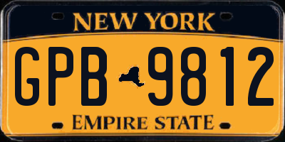 NY license plate GPB9812