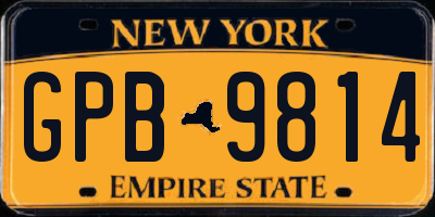 NY license plate GPB9814