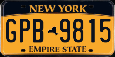 NY license plate GPB9815