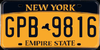 NY license plate GPB9816