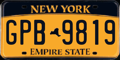 NY license plate GPB9819