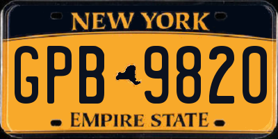 NY license plate GPB9820