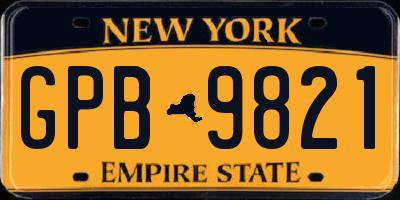 NY license plate GPB9821