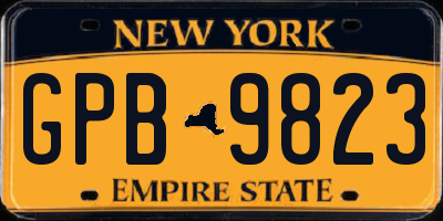 NY license plate GPB9823