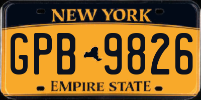 NY license plate GPB9826