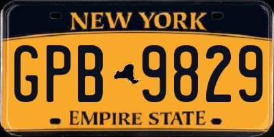 NY license plate GPB9829