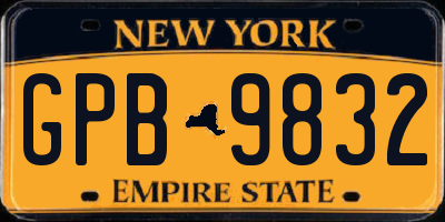 NY license plate GPB9832