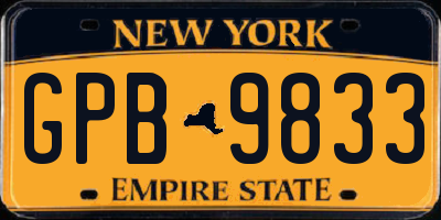 NY license plate GPB9833