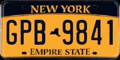 NY license plate GPB9841