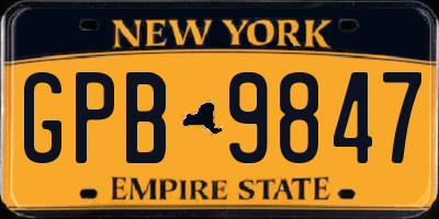 NY license plate GPB9847