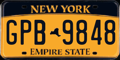 NY license plate GPB9848