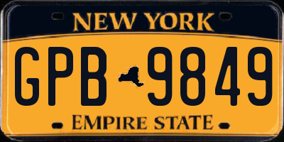 NY license plate GPB9849