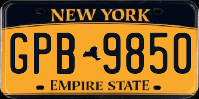 NY license plate GPB9850