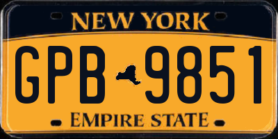 NY license plate GPB9851