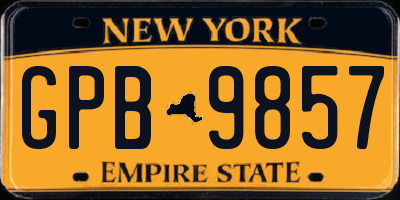 NY license plate GPB9857