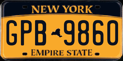 NY license plate GPB9860