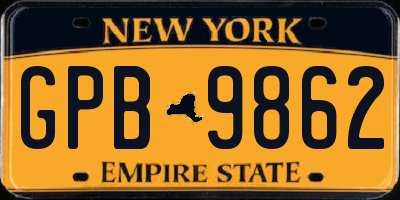 NY license plate GPB9862