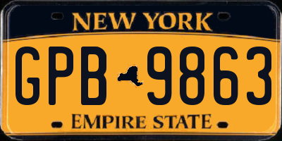 NY license plate GPB9863