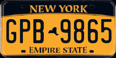 NY license plate GPB9865