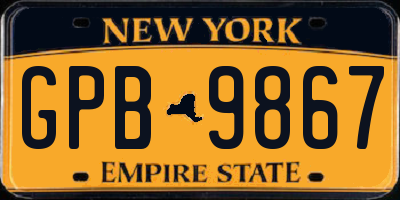 NY license plate GPB9867