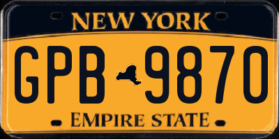 NY license plate GPB9870