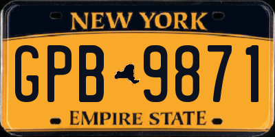 NY license plate GPB9871