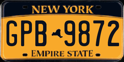 NY license plate GPB9872