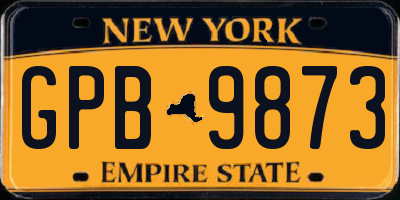 NY license plate GPB9873