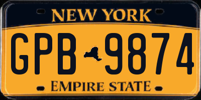 NY license plate GPB9874