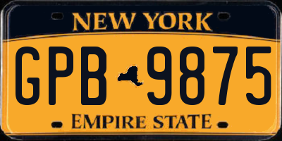 NY license plate GPB9875