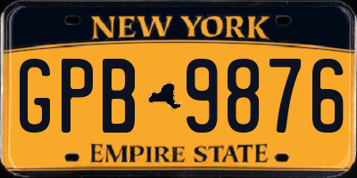 NY license plate GPB9876