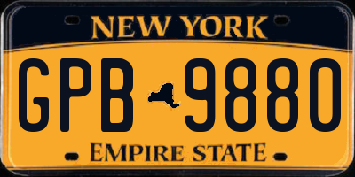 NY license plate GPB9880