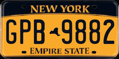 NY license plate GPB9882