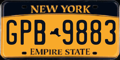 NY license plate GPB9883