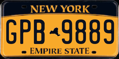NY license plate GPB9889