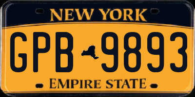 NY license plate GPB9893
