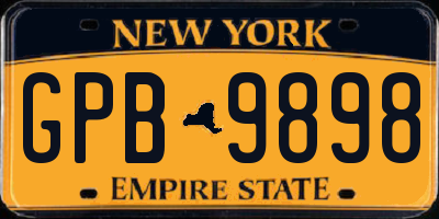 NY license plate GPB9898