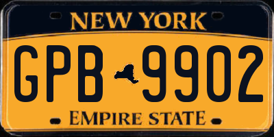 NY license plate GPB9902