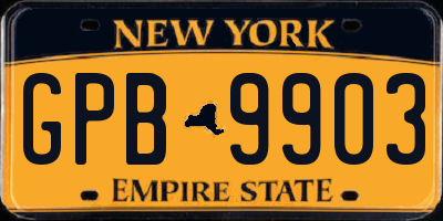 NY license plate GPB9903
