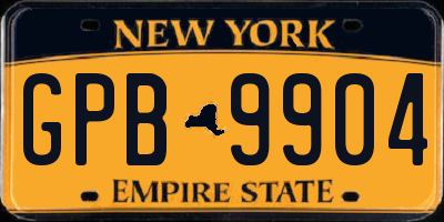 NY license plate GPB9904