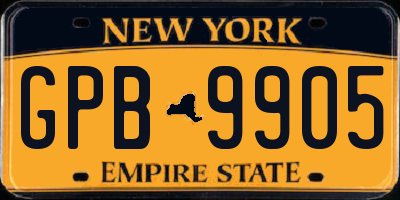 NY license plate GPB9905