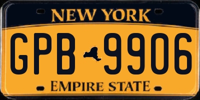 NY license plate GPB9906