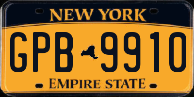 NY license plate GPB9910
