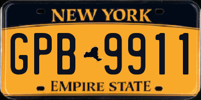 NY license plate GPB9911