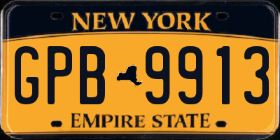 NY license plate GPB9913