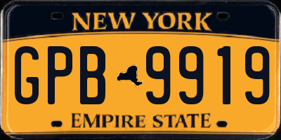 NY license plate GPB9919